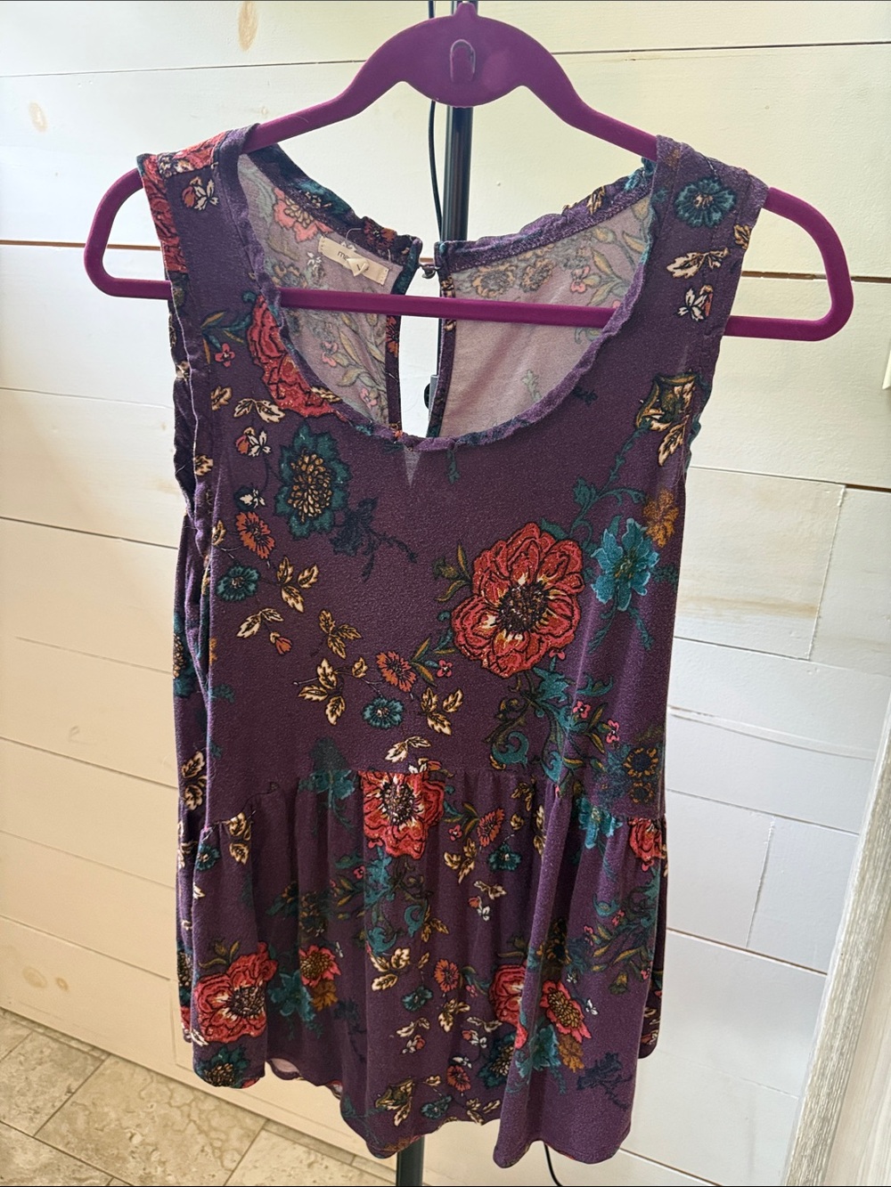 Maurices Purple Floral Tank Top - Picture 4 of 6